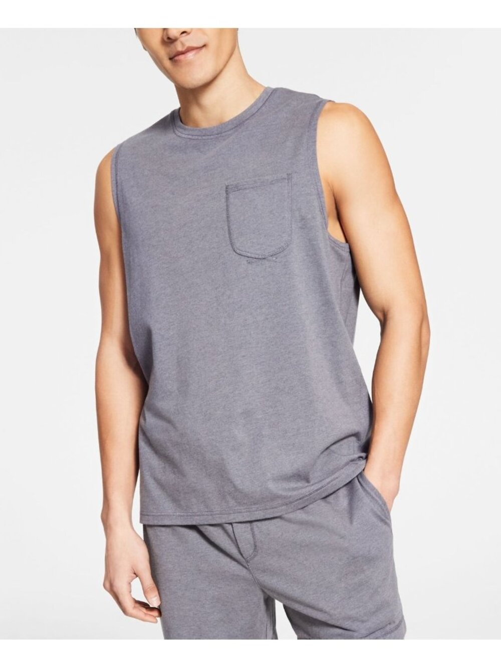 Sun + Stone Mens Sleeveless loungewear Knit Pajama Tank Top Gray Size S NWT